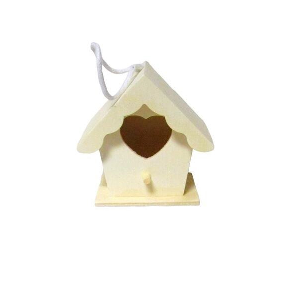 ArtMinds Birdhouse Wood 4 Inches Heart Shaped Opening DIY Crafts Project - Picture 1 of 4